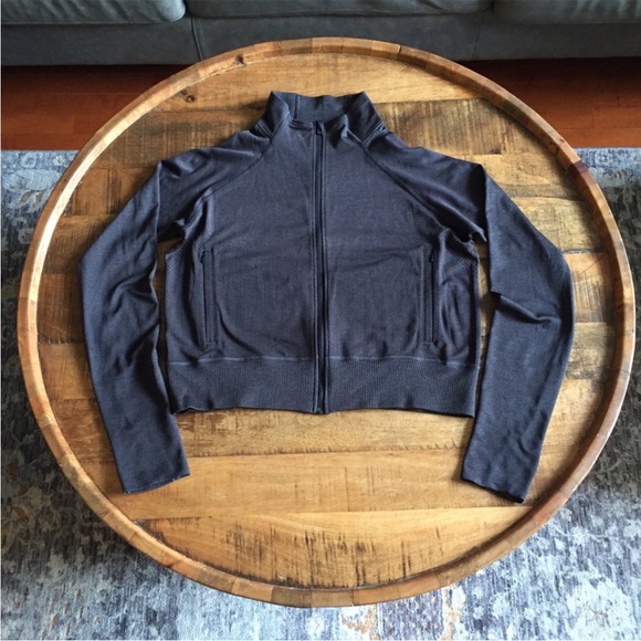 🍋 Lululemon Breathable Textured Knit Training Jacket Black / Graphite Grey - Picture 8 of 13